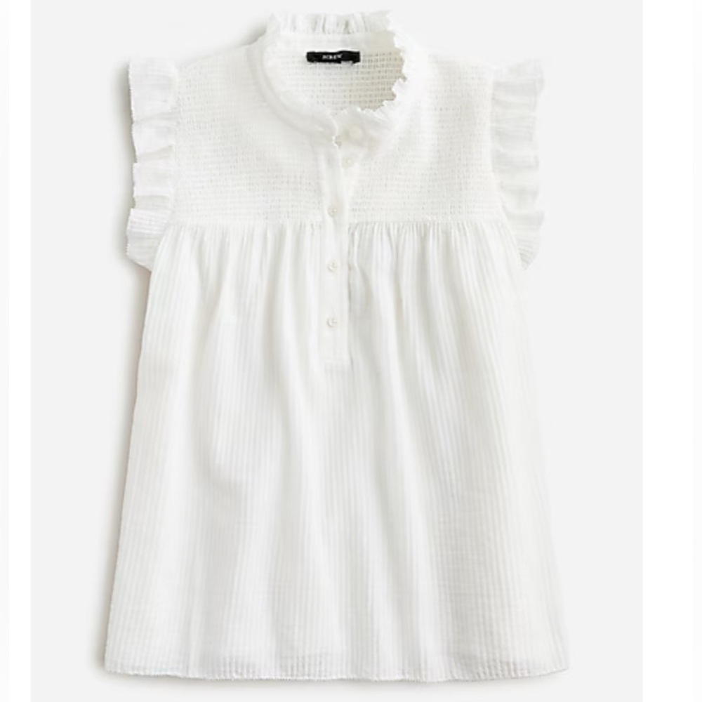 J. Crew Garden Top in Soft Gauze White Ruffled Top